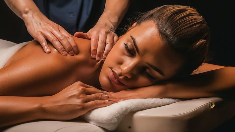 Mujer recibiendo Masaje relajante en Medellin